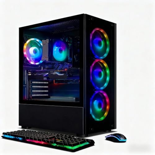 STGAubron Gaming PC Desktop, AMD Ryzen 5 2600 up to 3.9G, GeForce RTX 2060 6G, 16G DDR4, 512G SSD, WiFi 6, BT 5.0, RGB Fan x6, Windows 11 Home