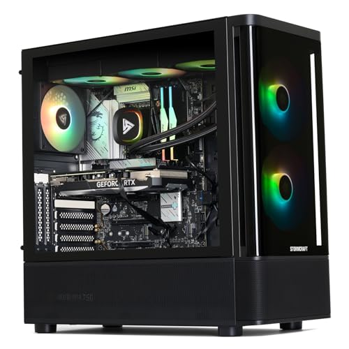 STORMCRAFT Gaming Skyhawk PRO Desktop PC, AMD Ryzen 7 9800X3D 5.2GHz, Radeon RX 9070 XT 16GB, 32GB DDR5 RGB 6000MHz, 2TB NVMe Gen4 SSD, 360mm AIO, 850W Gold PSU, Win11 Home AI-Enhanced for Gamers