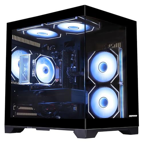 HOENGAGER Prebuilt Gaming PC Desktop, Intel Core i5-14400F 10-Core, AMD Radeon RX 9060 XT 16GB, 32GB DDR4 RAM 3200MHz, 1TB PCIe SSD, WiFi & Bluetooth, Windows 11, RGB Tower Computer, Black