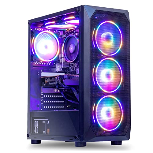 MXZ Gaming PC Desktop Computer, AMD Ryzen 5 5500, RTX 4060, 16GB DDR4, NVME 1 T SSD, 6RGB Fans, Win 11 Pro Ready, Gamer Desktop Computer(R5 5500| RTX4060)