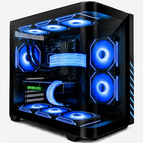 Evounic Gaming Desktop PC Computer Liquid Cooled 12-Core Processor, GeForce GTX 1080 Ti 11GB, 64GB RAM, 1TB NVMe SSD, WiFi 6 & BT 5.4, 9X ARGB Fans, 650W PSU, Windows 11