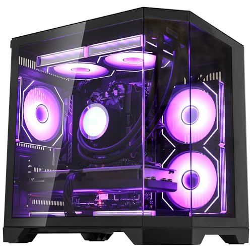 HELLOLAND Ocean of Stars Gaming PC Desktop -AMD Ryzen 5 7600X 6-Core 4.7 GHz- Radeon RX 9060 XT 16G -16GB DDR5 RAM-1TB PCIe SSD- 850W PSU-240mm AIO & ARGB Software - Windows 11 -Black
