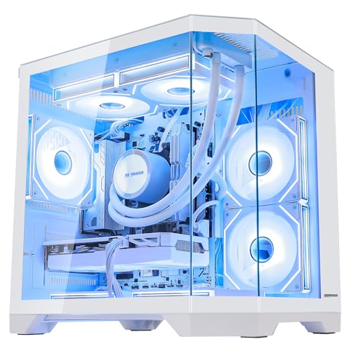 HOENGAGER AI Gaming PC Desktop, Radeon RX 9060 XT 16GB, AMD Ryzen 7 7800X3D, 32GB DDR5 RAM, 1TB PCIe SSD, 240mm AIO & ARGB Software Fan Light Control, 850W PSU, Windows 11 Prebuilt Tower Computer