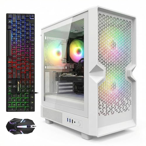 STGAubron Gaming PC Computer Desktop, AMD Ryzen 5 5500 up to 4.2GHz, GeForce RTX 2060 Super 8G,16G DDR4, 1T SSD, WiFi 6 5G & BT 5.2, RGB Fan x3, Windows 11 Home