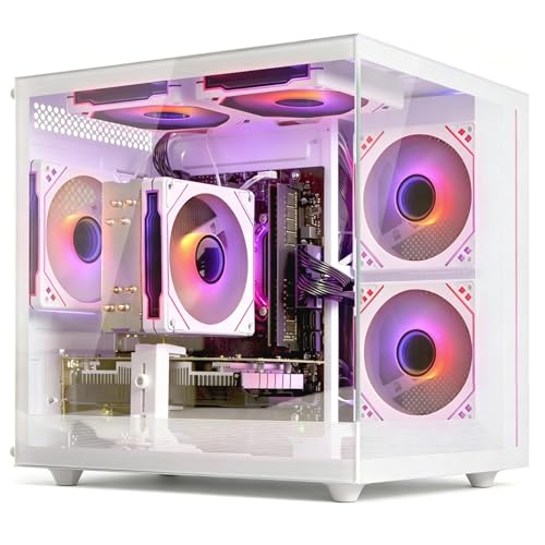 suevery Gaming PC Desktop Computer - Ryzen 5 5500,(6Core 12Threads Up to 4.2G) Radeon RX 6500XT 4GB, 16GB DDR4 RAM, 512GB NVME SSD, Wi-Fi 6, Prebuilt Tower Computer for Home and Office White