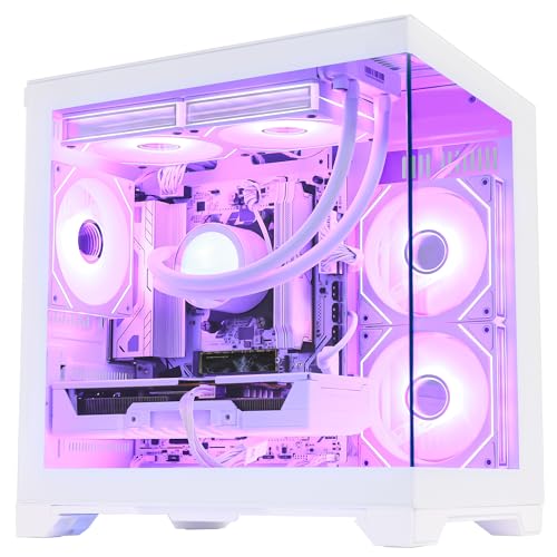 HOENGAGER AI-Optimized Gaming PC Desktop GeForce RTX 5070 12GB GDDR7, AMD Ryzen 5 9600X 6-Core 3.9GHz, 1TB PCIe SSD, 32GB DDR5 RAM 6000MHz, WiFi&BT,650W PSU, Liquid Cooler,Windows 11, White