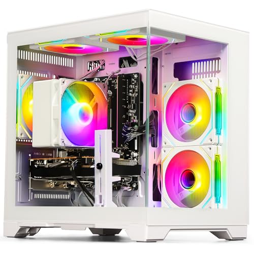 WIWB Gaming PC Desktop Computer - Ryzen 5 4500, Radeon RX 6500XT 4GB, 16GB DDR4 RAM, 512GB NVME SSD, Prebuilt Tower for 1080P Gaming, Streaming, School & Home Office (White)