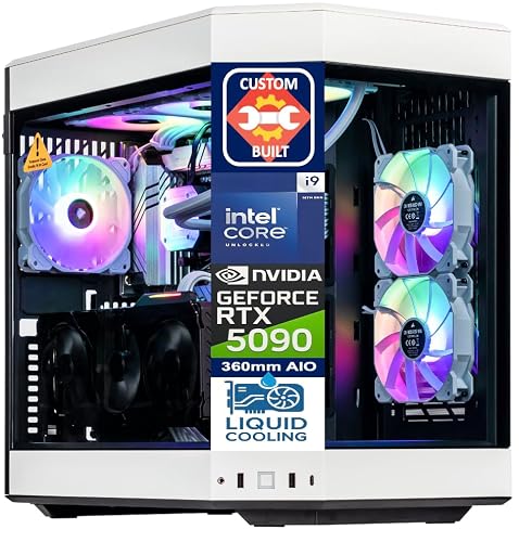 Velztorm White Praetix Custom Built Y60 Gaming Desktop PC (GeForce RTX 5090 32GB (>4090), Liquid Cooled Intel i9-14900K, 32GB DDR5, 2TB PCIe SSD, 1000W PSU, WiFi 6, Win 11 Pro)