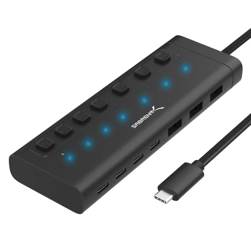 SABRENT 7-Port USB-C Hub (48W powered)